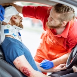 An automobile accident with severe injuries.