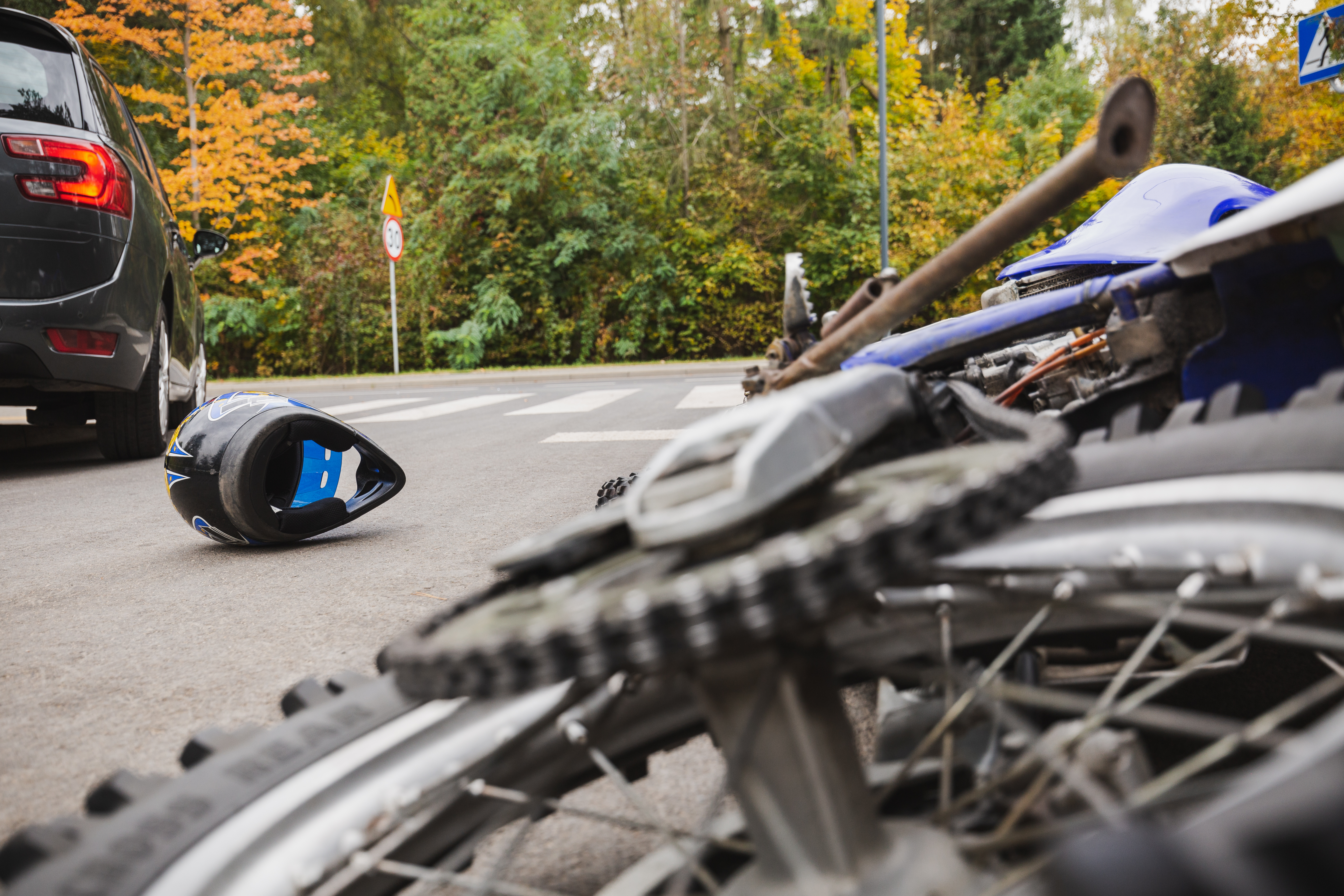 A motorcycle accident with severe injuries.